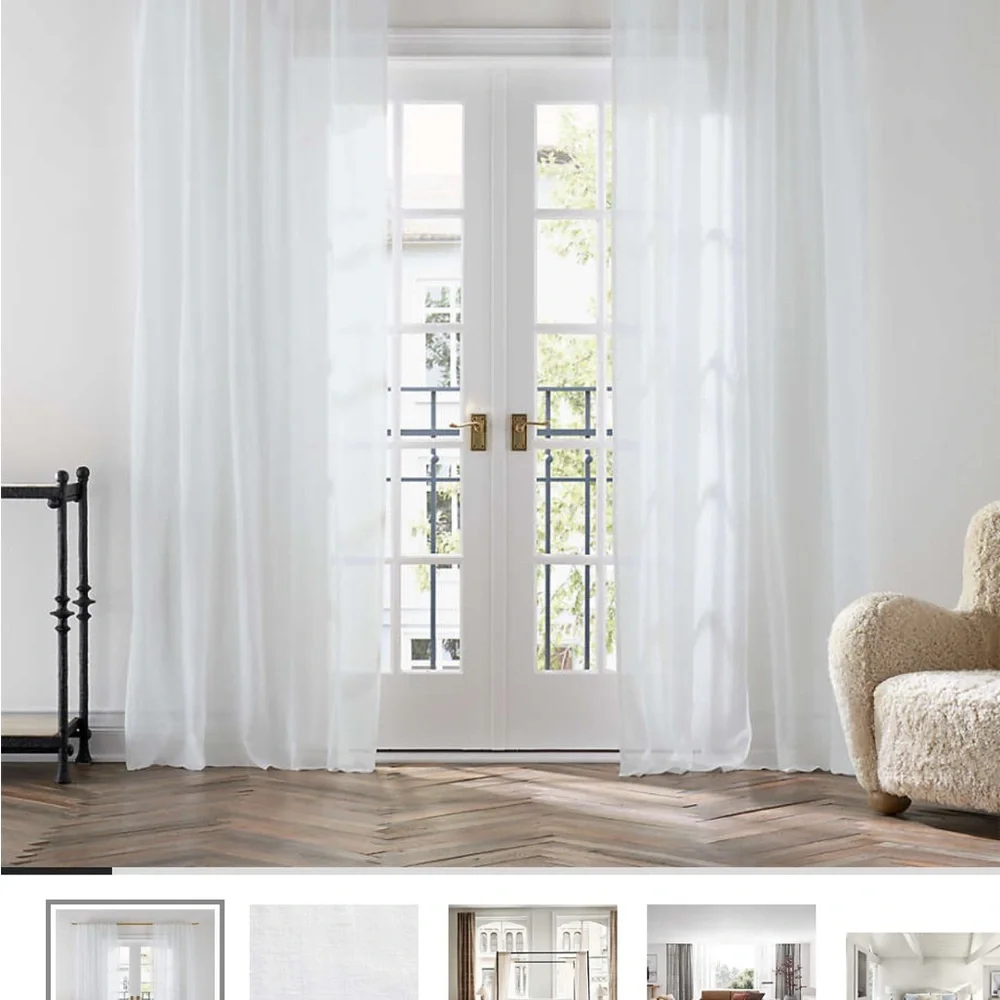 Crate&Barrel White Sheer linen Curtain Panels